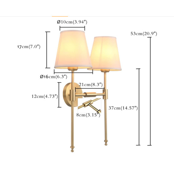 PERMO Classic Rustic Double Sconce 2-Lights Wall Sconce Lighting Fixture with Fl - Picture 3 of 7
